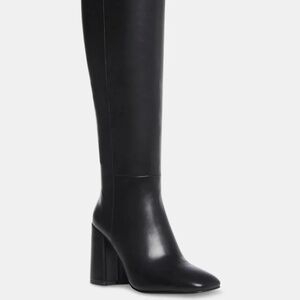 WILLIAM Black Knee High Block Heel Boots